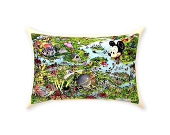Almohada Disney - Cojín decorativo - Disney World - Mapa - Magic Kingdom - Almohada