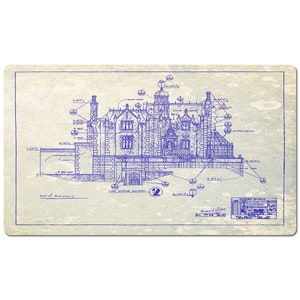 Desk Mat - Desk Pad - Disney World - Haunted Mansion - Blueprint - Mouse Pad