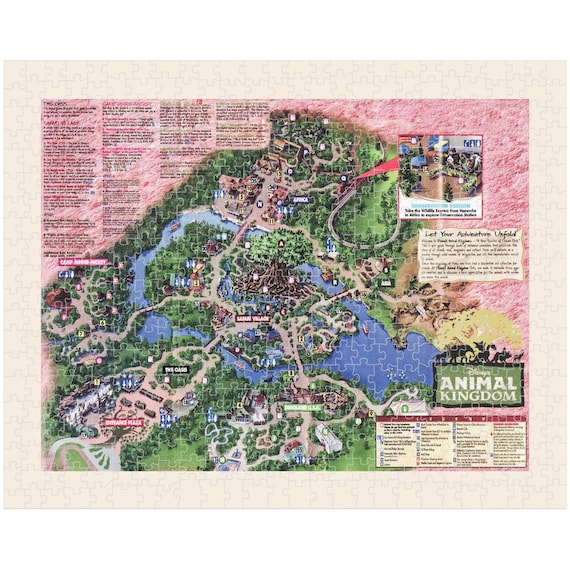 Disney World - Animal Kingdom - Puzzle - Map - Disney - Etsy