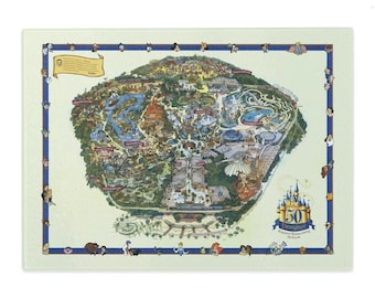 Tabla de cortar - Disneyland - Mapa - Tabla de cortar de vidrio - 50.º aniversario