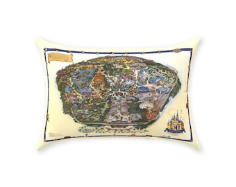 Almohada Disney - Cojín decorativo - Disneyland - 50.º aniversario - Mapa - Magic Kingdom - Cojín