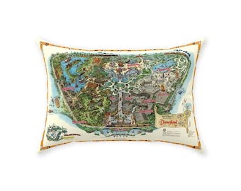 Disney Pillow - Throw Pillow - Disneyland - Map - Magic Kingdom - Pillow