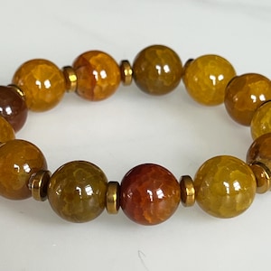 Brown Dragon Vein Agate Bracelet, 8mm Bead Stretch Bracelets, Premium Natural Gemstone Jewelry