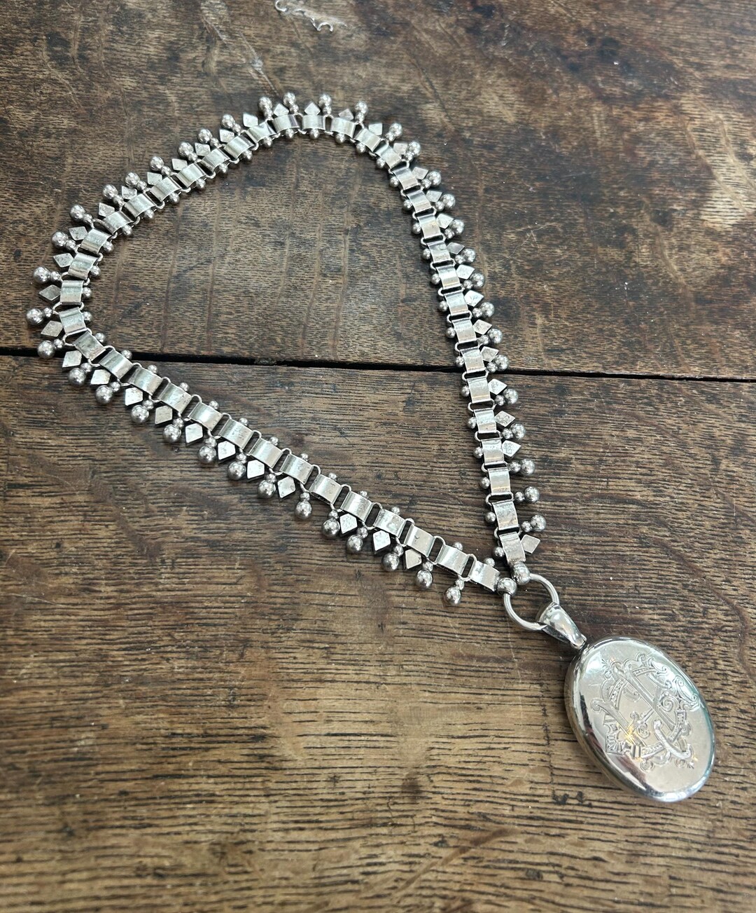 Antique Victorian Silver Book Chain and Locket - Etsy