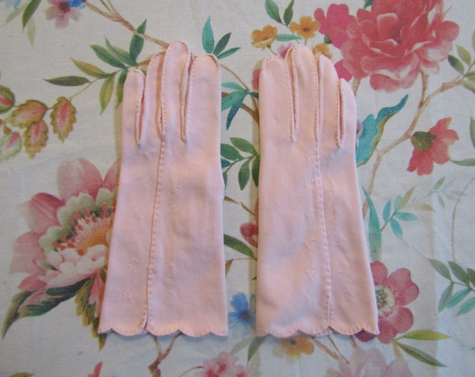 Vintage Baby Pink Cotton Glovesscalloped9.5 Etsy