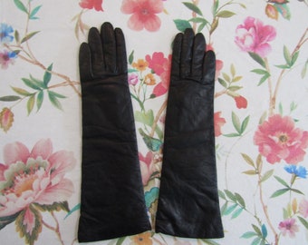 Vintage New NOS Dead Stock Black Kid Leather Warm Gloves--Cashmere Lining--Size 6 1/2-----Glove Auction # 1348--0422--PLEASE READ