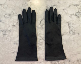 Vintage zwarte nylon handschoenen --- 9,5" armbandlengte --- maat 6 1/2--handschoenenveiling #3247-1123