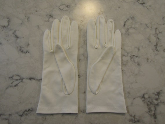 Vintage Simple White Nylon Evening Gloves---9" Br… - image 2