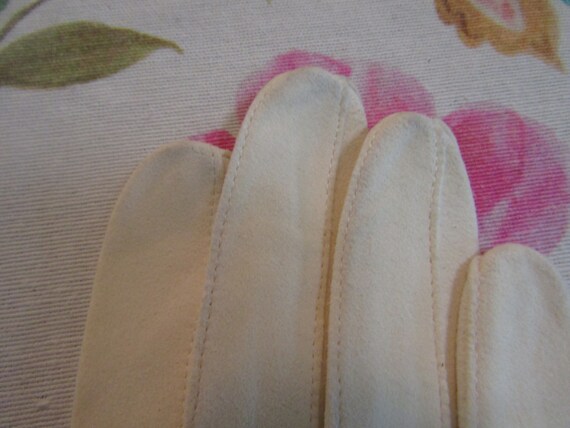 Vintage White Kid Suede Leather Gloves--15" Elbow… - image 5