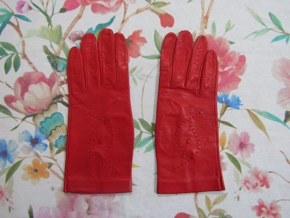 Vintage NOS New Dead Stock True Red Kid Leather G… - image 1