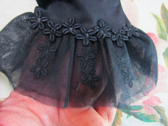 Vintage Black Nylon 10" Evening Gloves with Sheer… - image 2