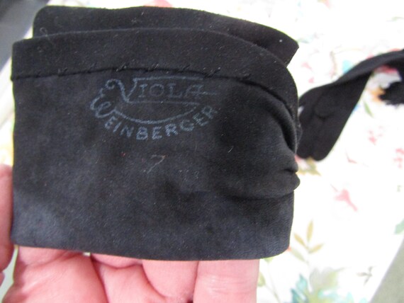 Vintage Black Kid Suede Leather Evening Gloves wi… - image 6