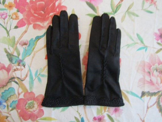 Vintage NOS New Dead Stock Black Nylon Beaded Eve… - image 1