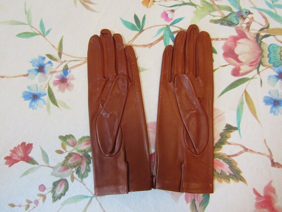 New NOS Dead Stock Cognac Color Kid Leather Glove… - image 2