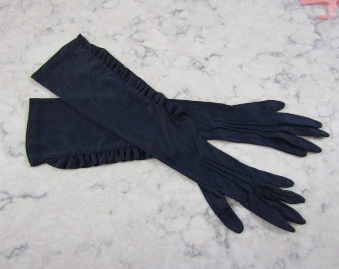 VINTAGE 1950's KAYSER Navy Blue Nylon Opera Length Gloves Etsy