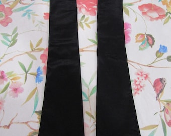 Vintage Black Stretch Matte Satin Gloves with No Buttons--18" Opera Length--Size 6 to 6 1/2 --Glove Auction # 3535---0324