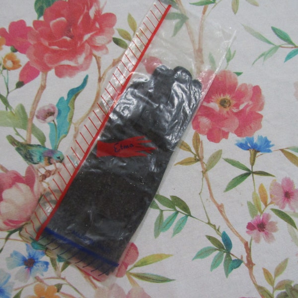 Vintage New NOS Dead Stock Schwarze italienische Kinderlederhandschuhe --- 24 cm Armbandlänge ---Größe 6 1/2 Auction #711--0821