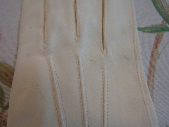 Vintage White Kid Suede Leather Gloves--15" Elbow… - image 6