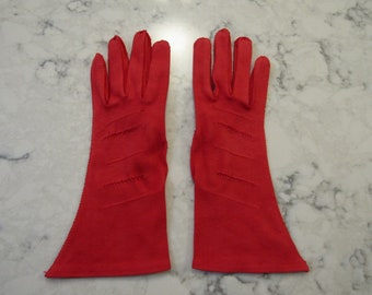 Guantes vintage de algodón rojo, nuevos y sin usar, de 25 cm (10"). Largo de pulsera: talla 6 a 6 1/2. Subasta n.° BW n.° 39-0219-6666.
