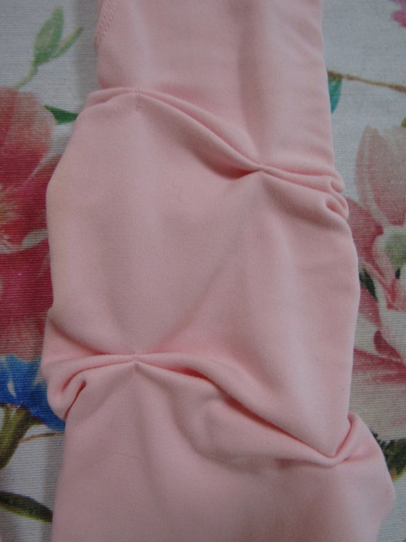 Vintage Baby Pink Ruched Scrunchy Nylon Gloves---… - image 2
