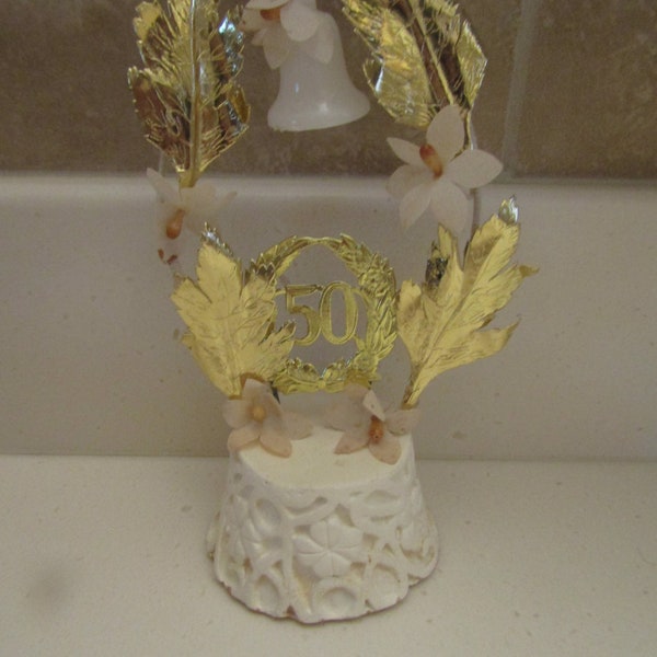Vintage 1960's Wedding Bridal 50th Golden Anniversary Cake Topper--Excellent Condition!  6.5 Inches Tall