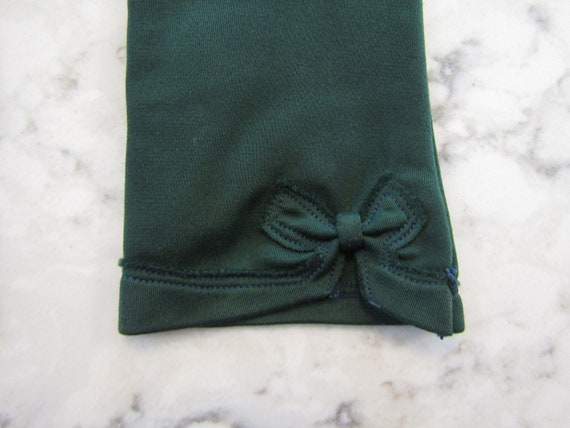 Vintage Deep Emerald Green Nylon Gloves with " Bo… - image 2