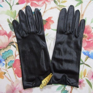 Vintage New NOS NWT's Dead Stock Black Croc Embossed Nylon Evening Gloves-9" Bracelet Length-Size 7 1/2 -8--8 1/2  Auction #21,010-1120-6666