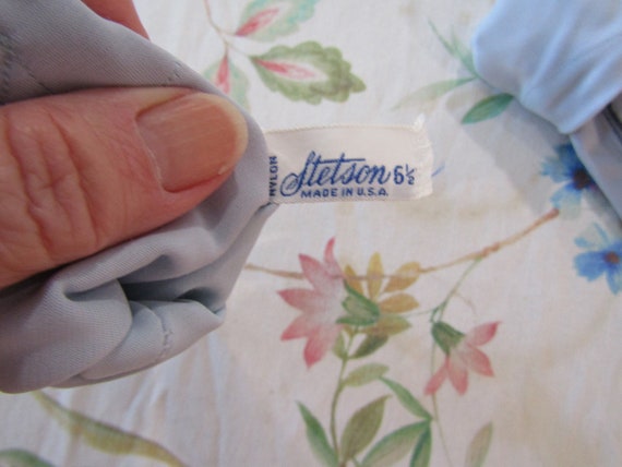 Vintage STETSON Baby Blue Nylon Gloves with Butto… - image 4