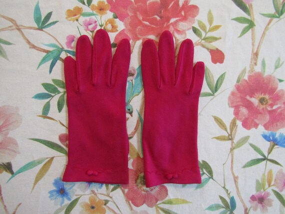 Vintage Deep Violet Purple Nylon Gloves----7.5" W… - image 1