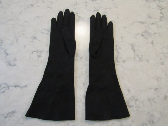 Vintage Dawnelle Black Cotton Evening Gloves with… - image 4