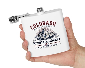 Flacon de hockey sur l'avalanche du Colorado | Acier inoxydable 6 oz