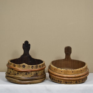 Vintage Holzobstschale - Rustikale Holzobstplatte - Handgemachter Holzkorb - Antiker Holzpflanzer - Bauernhaus-Küchendekor