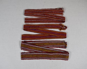 Vintage Ukrainian Woven Belt - Handwoven Folk Costume Sashm - Traditional Ethnic Belt - Rustic Boho Festival Accessory