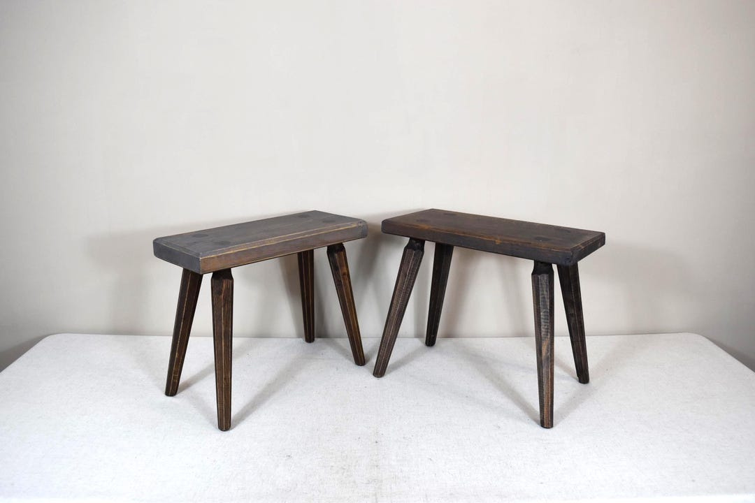 Vintage Wooden Stool - Rustic Farmhouse Bench - Antique Wood Step Stool ...