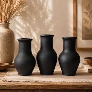 Vintage Handmade Clay Pot - Rustic Ceramic Vase - Wabi-Sabi Decor