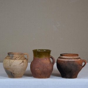 Vintage Clay Pot - Rustic Handmade Ceramic Vase - Antique Terracotta Bowl - Primitive Pottery Jug - Wabi-Sabi Clay Vessel - Clay Home Decor