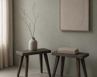 Vintage Holzhocker - Rustikale Bauernhausbank - Primitives Dekor