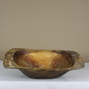 Antique Wooden Dough Bowl - Wood Fruit Bowl - Bread Bowl - Primitive Wood Centerpiece - Handcarved Vintage Tray - Farmhouse Kitchen Decor