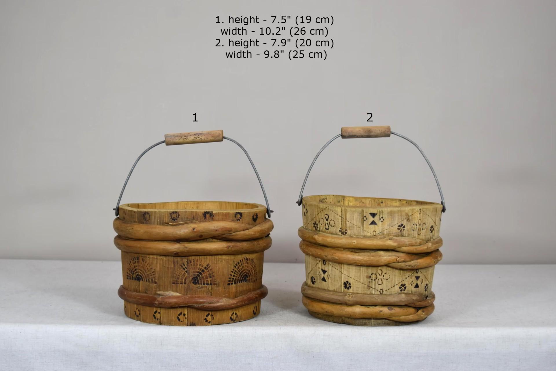 Vintage Wooden Bucket - Rustic Farmhouse Pail - Antique Wood Planter ...