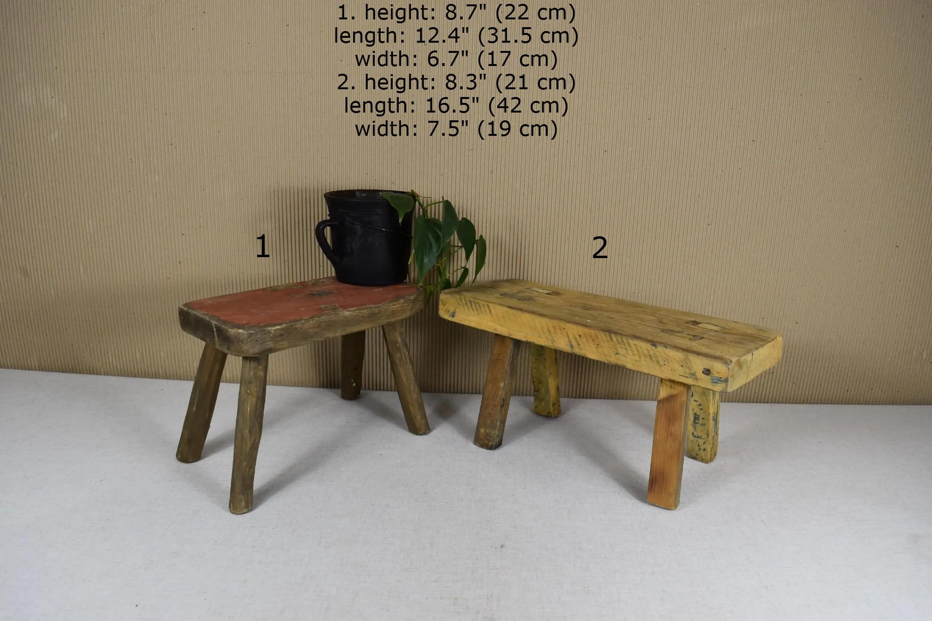 Vintage Wooden Stool - Rustic Farmhouse Bench - Antique Wood Step Stool ...