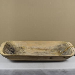Antique Wooden Dough Bowl - Rustic Farmhouse Bread Bowl - Carved Wood Trencher - Vintage Wood Fruit Bowl - Primitive Kitchen Decor