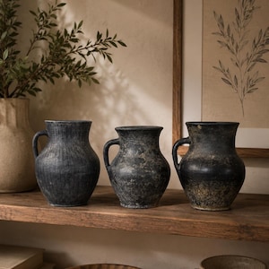 Rustic Handmade Clay Pot – Wabi-Sabi Pottery Vase - Farmhouse Decor