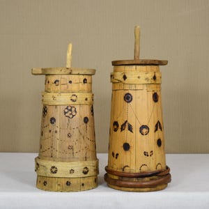 Antique Wooden Butter Churn - Primitive Butter Crock with Dasher - Vintage Dairy Crock - Butter Making Tool - Rustic Farmhouse Decor