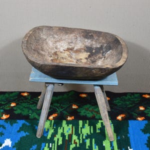 Antique Dough Bowl - Hand Carved Wood Dough Bowl - Primitive Rustic Wooden Bowl - Decorative Handmade Wood Bowl - Farmhouse Kitchen Decor