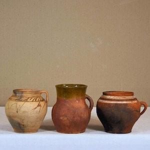 Maceta de barro vintage hecha a mano - Decoración rústica estilo Wabi-Sabi para el hogar