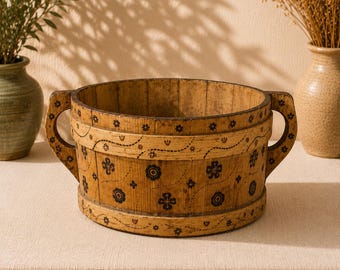 Vintage Holz Obstschale - Rustikale Bauernhaus Küche Dekor