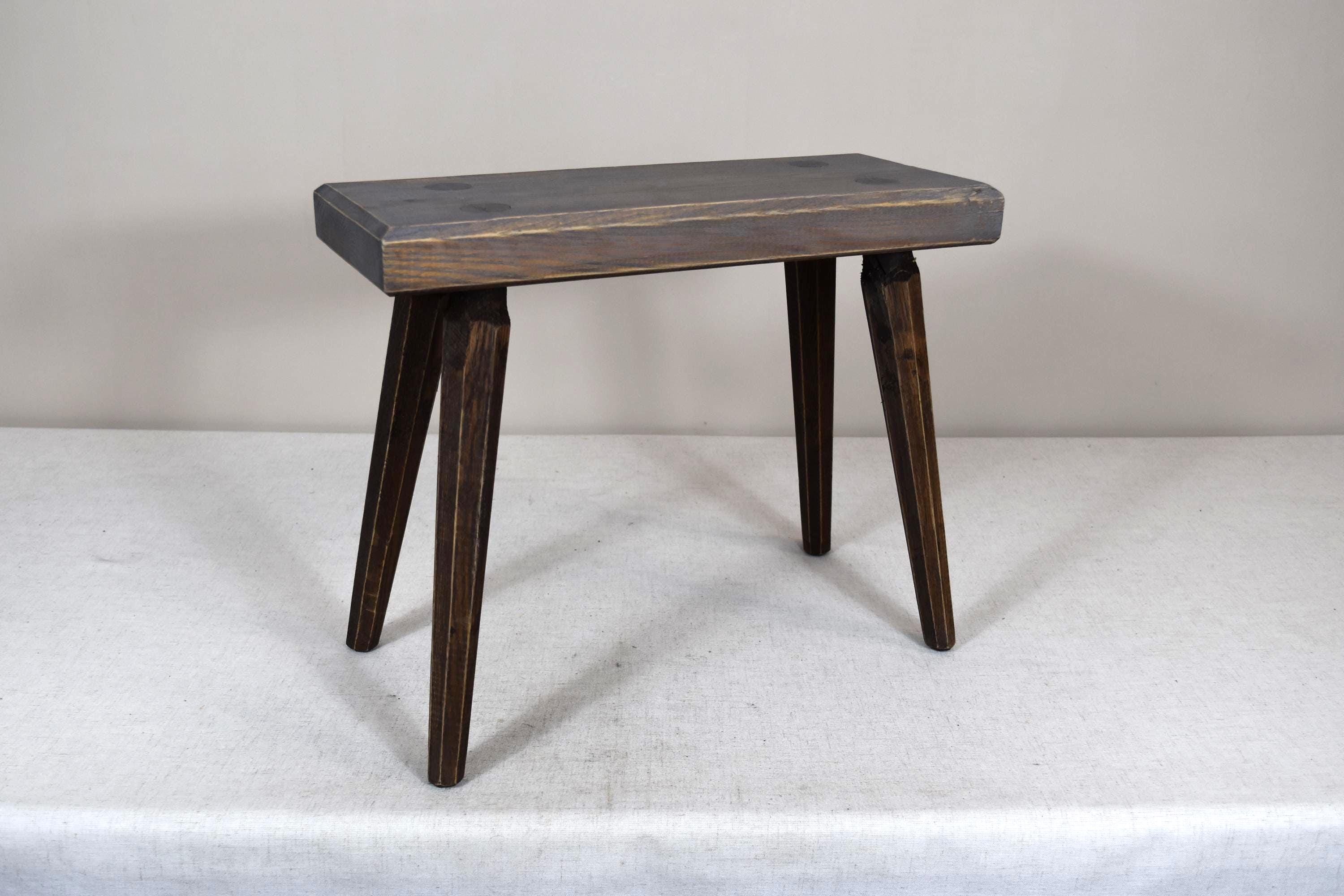 Vintage Wooden Stool - Rustic Farmhouse Bench - Antique Wood Step Stool ...