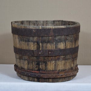 Vintage Wooden Barrel - Handcrafted Wood Barrel - Rustic Large Barrel Decor - Antique Farmhouse Storage - Cottagecore Home Accent