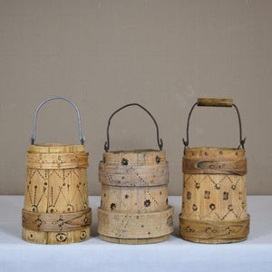 Vintage Wooden Bucket - Rustic Farmhouse Pail - Antique Wood Planter - Wood Storage Bowl - Old Wooden Barrel Pot - Primitive Country Decor