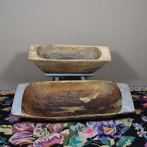 Antique Dough Bowl - Large Hand Carved Wood Dough Bowl - Primitive Rustic Wooden Bowl - Decorative Handmade Wood Bowl - Kitchen Decor